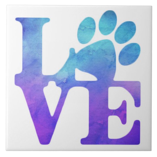 Love Paw Print - Geschikt voor Hondenliefhebbers Tegeltje (Voorkant)