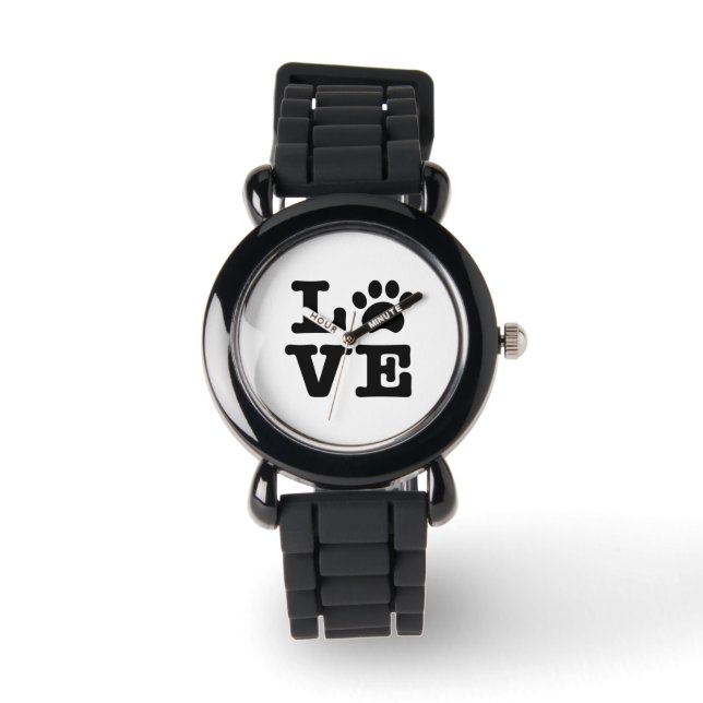Love Paw Print Horloge (Voorkant)