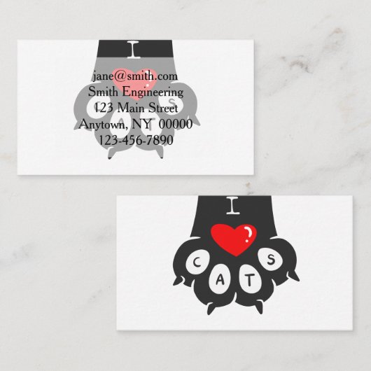 Love Paw Print - Kies achtergrondkleur Visitekaartje (Voorkant / Achterkant)