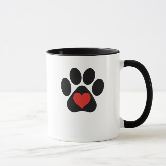 Love Paw Print met rood hart Mok (Rechts)