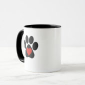 Love Paw Print met rood hart Mok (Voorkant links)