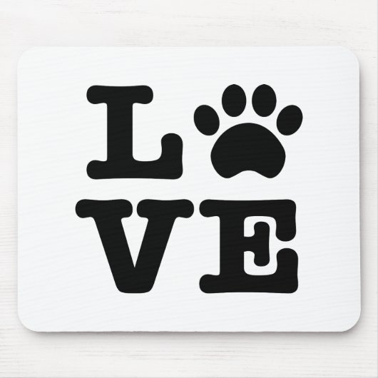 Love Paw Print Mousepad Muismat (Voorkant)