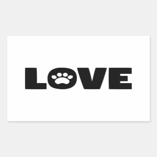 Love Paw Print Rechthoekige Sticker