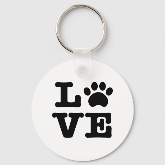 Love Paw Print Sleutelhanger Button (Voorkant)