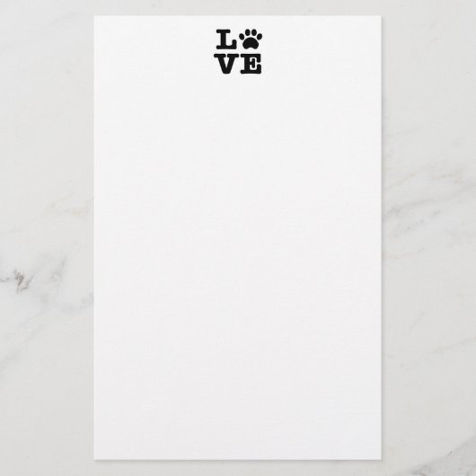 Love Paw Print Stationery Briefpapier (Voorkant)