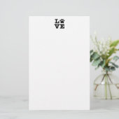 Love Paw Print Stationery Briefpapier (Staand voorkant)
