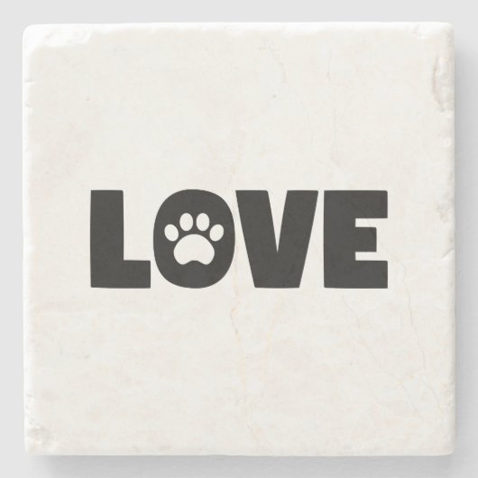 Love Paw Print Stenen Onderzetter (Voorkant)