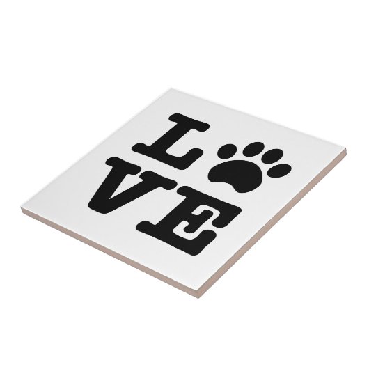 Love Paw Print Tile Tegeltje (Zijkant)