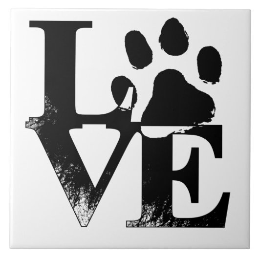 Love Paw Print Tile Tegeltje (Voorkant)