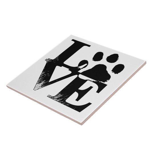 Love Paw Print Tile Tegeltje (Zijkant)