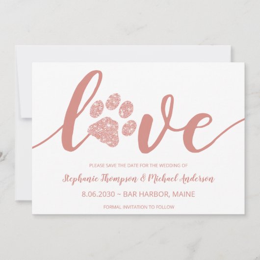 Love Paw Print Wedding Non Photo Save the Date (Voorkant)