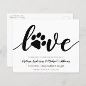 Love Paw Print Wedding Save the Date Briefkaart (Voorkant / Achterkant)