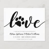 Love Paw Print Wedding Save the Date Briefkaart