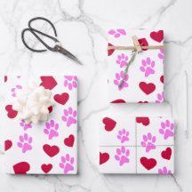 Love Paw Prints Verpakpapier