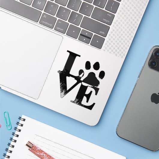 Love Paw Sticker (Laptop met iPhone)