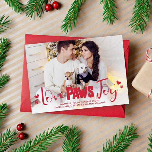 Love Paws Joy - Huisdieren Kerstfoto Feestdagenkaart
