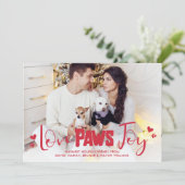 Love Paws Joy - Huisdieren Kerstfoto Feestdagenkaart (Staand voorkant)
