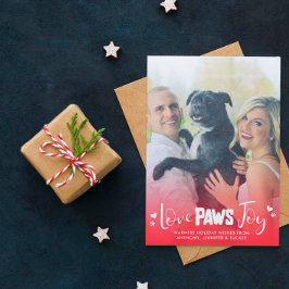 Love Paws Joy - Red & White - Pets Kerstfoto Feestdagenkaart