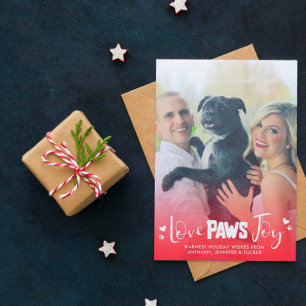 Love Paws Joy - Red & White - Pets Kerstfoto Feestdagenkaart