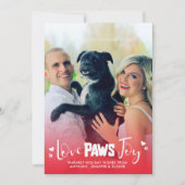 Love Paws Joy - Red & White - Pets Kerstfoto Feestdagenkaart (Voorkant)