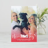 Love Paws Joy - Red & White - Pets Kerstfoto Feestdagenkaart (Staand voorkant)