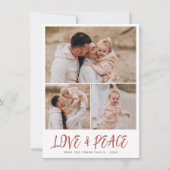 Love & Peace 3 Photo Collage Kerstfeestdag Feestdagenkaart (Voorkant)