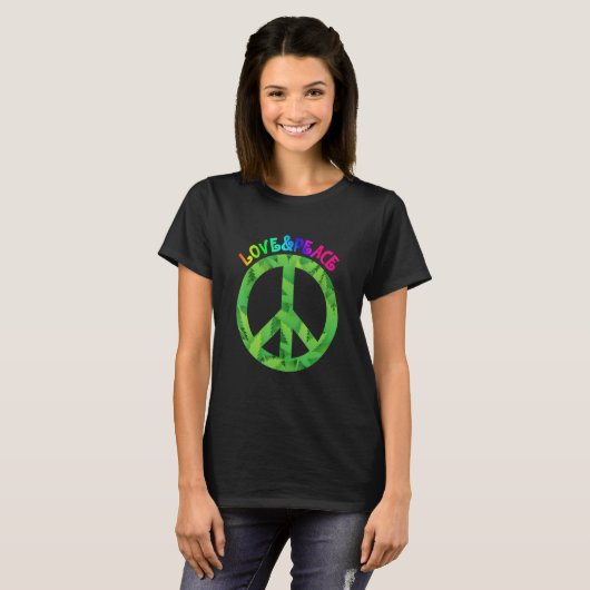 Love Peace 60s 70s Hippie Costume Love Peace 1 T-shirt (Voorkant volledig)