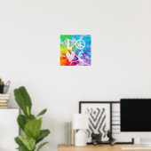 Love Peace Abstract Boho Waterverf Rainbow Batik Poster (Thuiskantoor)