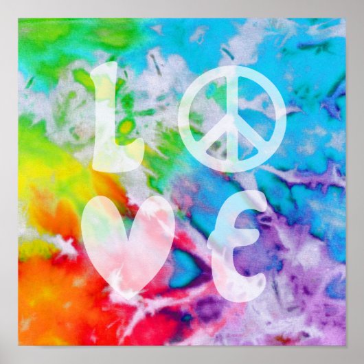 Love Peace Abstract Boho Waterverf Rainbow Batik Poster (Voorkant)
