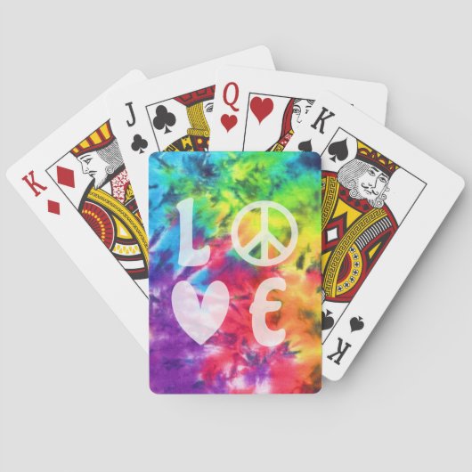 Love Peace Abstract Bright Rainbow Batik Tie Dye Pokerkaarten (Achterkant)