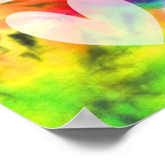 Love Peace Abstract Bright Rainbow Batik Tie Poster (Hoek)