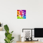 Love Peace Abstract Bright Rainbow Batik Tie Poster (Thuiskantoor)