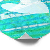 Love Peace Abstract Hippie Boho Blauwgroen Batik T Poster (Hoek)