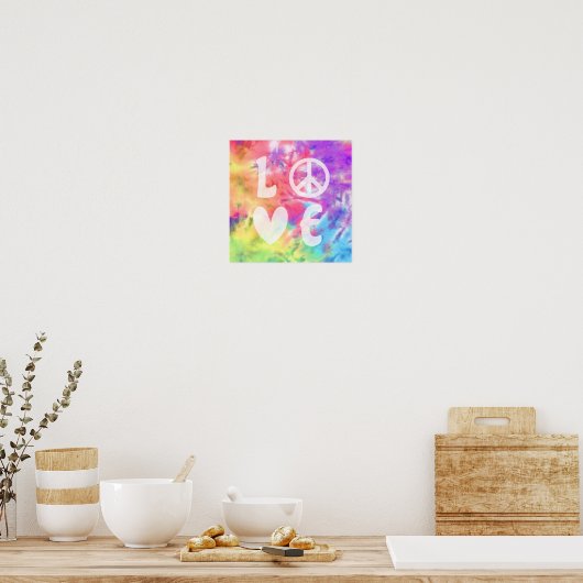 Love Peace Abstract Pastel Rainbow Batik Tie Dye Poster (Keuken)