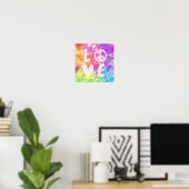 Love Peace Abstract Pastel Rainbow Batik Tie Dye Poster (Thuiskantoor)