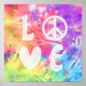 Love Peace Abstract Pastel Rainbow Batik Tie Dye Poster (Voorkant)