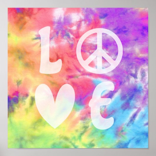 Love Peace Abstract Pastel Rainbow Batik Tie Dye Poster (Voorkant)