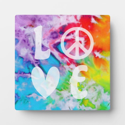 Love Peace Abstract Rainbow Waterverf Tie Dye Fotoplaat (Voorkant)