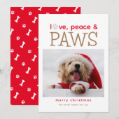Love Peace and Paws Pet Kerstfeestay Card Feestdagenkaart (Voorkant / Achterkant)
