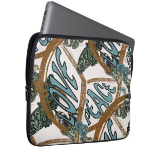 Love Peace Butterflies  Summer Hippie Laptop Sleeve