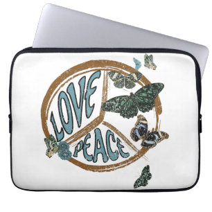 Love Peace Butterflies Summer Hippie Laptop Sleeve