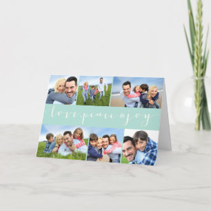 Love Peace Calligraphy Modern 6 Photo Collage Feestdagen Kaart