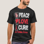 LOVE PEACE CURE ATRIAL FIBRILLATION AWARENESS T-SHIRT (Voorkant)