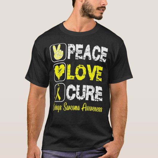 Love Peace Cure Ewings Sarcoma Bewustzijn T-shirt (Voorkant)