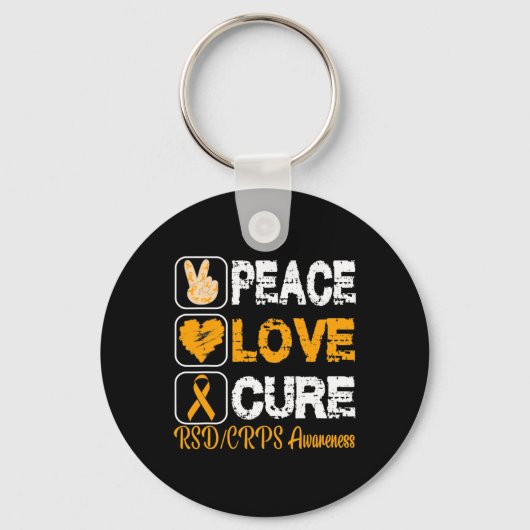 LOVE PEACE CURE RSD CRPS BEWUSTZIJN SLEUTELHANGER (Voorkant)