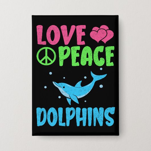 Love Peace Dolfijnen Schattige Zee Dieren Dolfijn  Button (Voorkant)