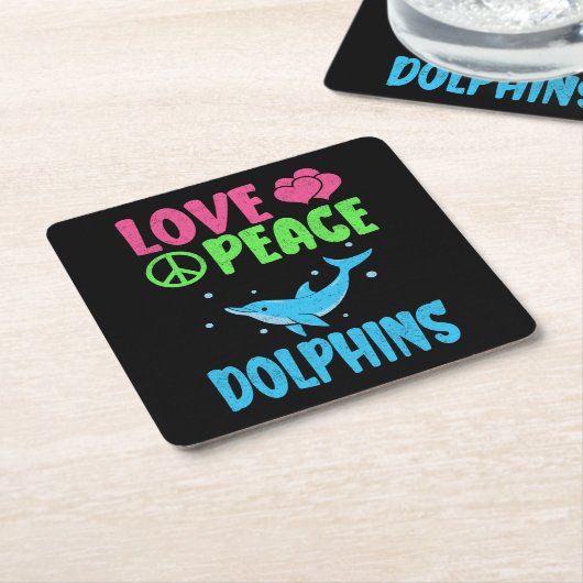 Love Peace Dolfijnen Schattige Zee Dieren Dolfijn Kartonnen Onderzetters (Schuin)