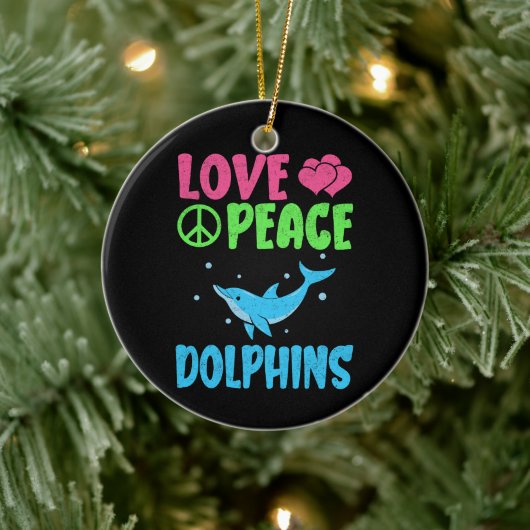 Love Peace Dolfijnen Schattige Zee Dieren Dolfijn  Keramisch Ornament (Boom)