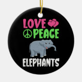 Love Peace Elephants Schattigee dierentuin Dieren  Keramisch Ornament (Voorkant)