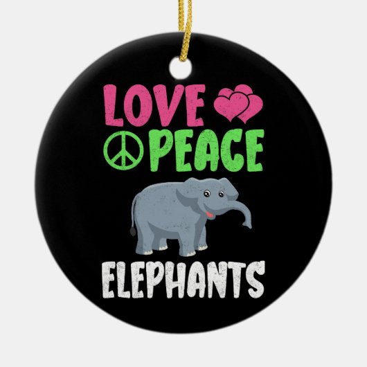 Love Peace Elephants Schattigee dierentuin Dieren  Keramisch Ornament (Voorkant)